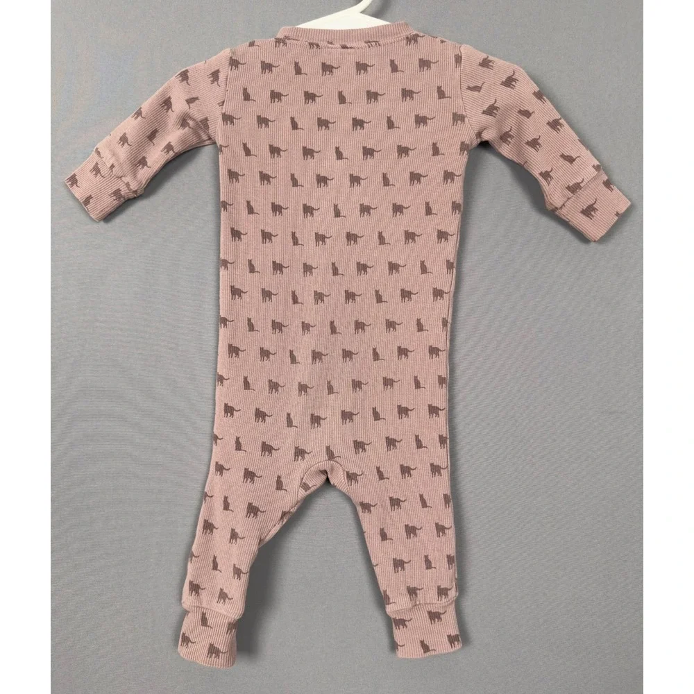 Kate Quinn NB‎ Baby Zip Romper Organic Cotton Pink Animal Print Footless